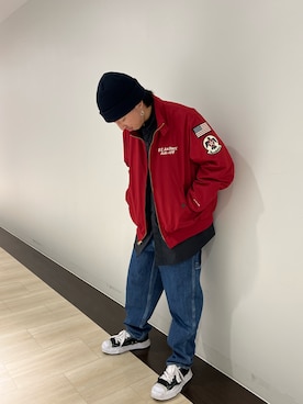 「アパレルスタッフ」｜「アイテム（ミリタリージャケット）」を使った、kujinさん（メンズ・172cm）の冬コーディネート