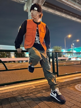 「アパレルスタッフ」｜「アイテム（ニットキャップ/ビーニー）」を使った、kujinさん（メンズ・172cm）の秋コーディネート