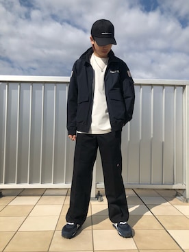 「ネイビーコーデ」｜「アイテム（ブルゾン）」を使った、kujinさん（メンズ・172cm）の春コーディネート