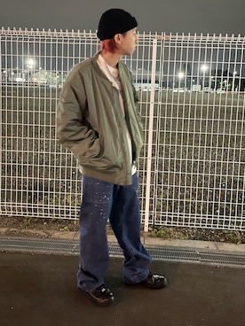 「アパレルスタッフ」｜「アイテム（MA-1）」を使った、kujinさん（メンズ・172cm）の冬コーディネート