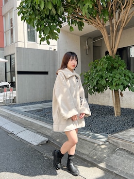 「Kastane（カスタネ）のアイテム（ムートンコート）」を使った、Ayumi  Furuyaさん（レディース・160cm）の秋コーディネート