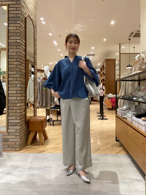 ブラウス シャツ リネンライクスリットネックブラウス レディース Chez toi ブラウス シャツ リネンライクスリットネックブラウス