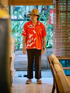 「アイテム（その他シューズ）」を使った、Ethan Chuさん（メンズ・172cm）の夏コーディネート