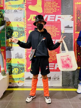 「MONKI（モンキ）のアイテム（帽子）」を使った、Ethan Chuさん（メンズ・172cm）の冬コーディネート
