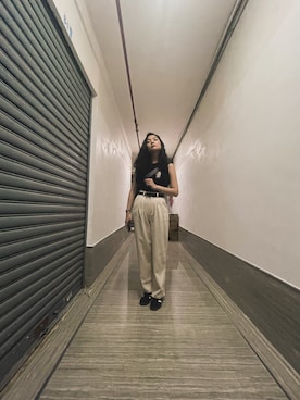 「アイテム（ジャージ）」を使った、Laam Lamさん（レディース・162cm）の春コーディネート