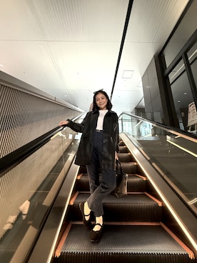 「アイテム（ムートンコート）」を使った、Laam Lamさん（レディース・162cm）の冬コーディネート