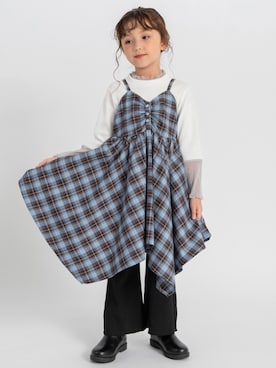 「BRANSHES（ブランシェス）のラメチュール切替長袖Tシャツ（Tシャツ/カットソー、ホワイト系）」を使った、branshesさん（キッズ・110cm）の夏コーディネート