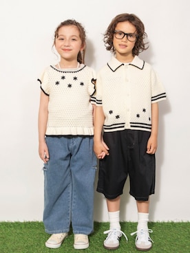 「BRANSHES（ブランシェス）のアイテム（デニムパンツ）」を使った、branshesさん（キッズ・120cm）の夏コーディネート