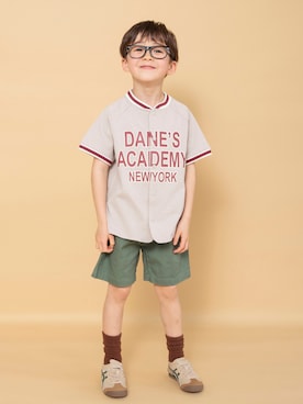 「BRANSHES（ブランシェス）の【WEB限定】ベースボール風半袖シャツ（Tシャツ/カットソー、グレー系）」を使った、branshesさん（キッズ・110cm）の夏コーディネート