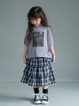 「BRANSHES（ブランシェス）の【WEB限定】シアー半袖Tシャツ×キャミソールセット（Tシャツ/カットソー、ベージュ系）」を使った、branshesさん（キッズ・110cm）の夏コーディネート