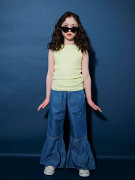 「EDWIN（エドウィン）の【Ou? by EDWIN】タンクトップ（タンクトップ、イエロー系）」を使った、branshesさん（キッズ・110cm）の夏コーディネート