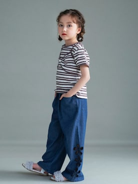 「BRANSHES（ブランシェス）の【WEB限定】リボンビスチェトップスセット（Tシャツ/カットソー、その他）」を使った、branshesさん（キッズ・110cm）の夏コーディネート