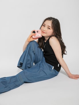 「EDWIN（エドウィン）の【Ou? by EDWIN】タンクトップ（タンクトップ、ブラック系）」を使った、branshesさん（キッズ・110cm）の夏コーディネート