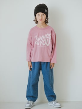 「BRANSHES（ブランシェス）の【デニム】タックカーブパンツ（その他パンツ、ブルー系）」を使った、branshesさん（キッズ・110cm）の夏コーディネート