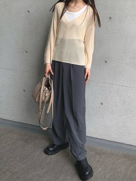 「snidel」｜「アイテム（スラックス）」を使った、Sさん（レディース・165cm）の夏コーディネート