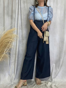 「シアーサンダル」｜「アイテム（オールインワン・サロペット）」を使った、♥︎ 𝕃𝕆𝕍𝔼 ♥︎さん（レディース・163cm）の夏コーディネート