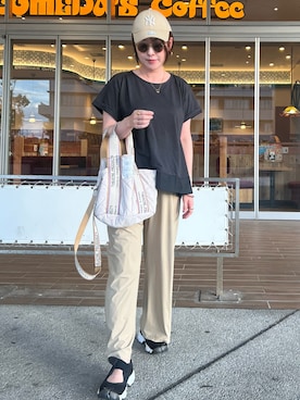 「アイテム（トートバッグ）」を使った、♥︎ 𝕃𝕆𝕍𝔼 ♥︎さん（レディース・163cm）の夏コーディネート