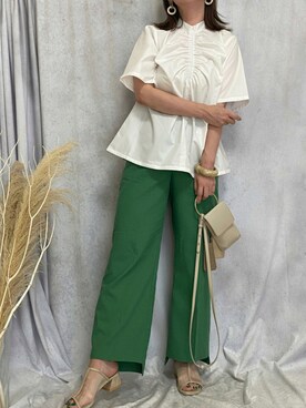 「rectangle（レクタングル）のアイテム（パンツ）」を使った、♥︎ 𝕃𝕆𝕍𝔼 ♥︎さん（レディース・163cm）の夏コーディネート