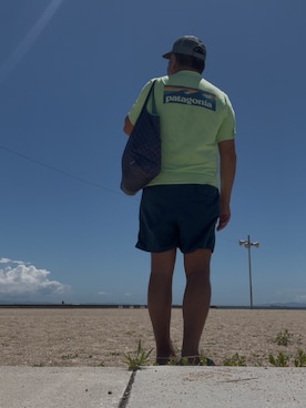「patagonia（パタゴニア）のアイテム（Tシャツ/カットソー）」を使った、G'58さん（メンズ・177cm・50代）の夏コーディネート