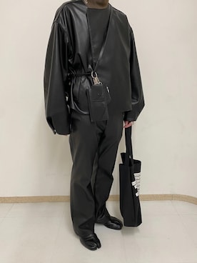 「レザーコーデ」｜「アイテム（ブーツ）」を使った、タイキ「相互」さん（メンズ・173cm）の秋コーディネート