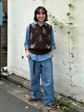 「BEAMS BOY（ビームスボーイ）のBUZZ RICKSON'S × BEAMS BOY / シャンブレー ロングスリーブ シャツ（シャツ/ブラウス、ブルー系）」を使った、BEAMS BOYさん（レディース・166cm）の秋コーディネート