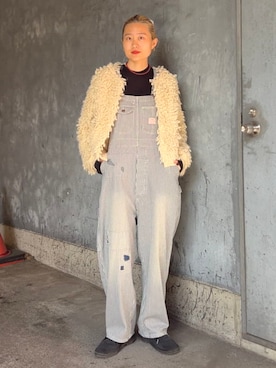 「オーバーオールコーデ」｜BEAMS BOYさん（レディース・168cm）の冬コーディネート