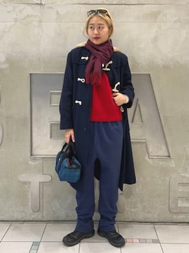 「アイテム（ダッフルコート）」を使った、BEAMS BOYさん（レディース・168cm）の冬コーディネート