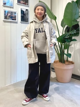 「アイテム（ステンカラーコート）」を使った、BEAMS BOYさん（レディース・151cm）の秋コーディネート