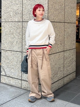 「アイテム（カーゴパンツ）」を使った、BEAMS BOYさん（レディース・153cm）の秋コーディネート