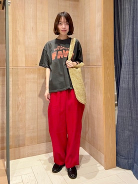 「BEAMS BOY（ビームスボーイ）のリネン ソリッド イージー（その他パンツ、レッド系）」を使った、BEAMS BOYさん（レディース・153cm）の夏コーディネート
