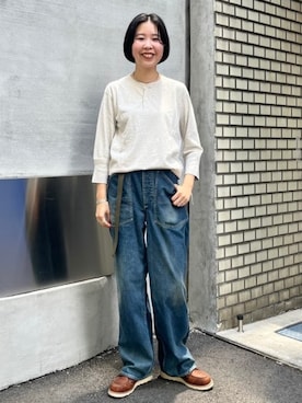「Healthknit（ヘルスニット）のアイテム（Tシャツ/カットソー）」を使った、BEAMS BOYさん（レディース・163cm）の夏コーディネート