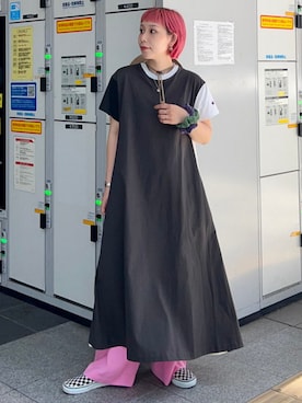 「アイテム（シュシュ）」を使った、BEAMS BOYさん（レディース・153cm）の夏コーディネート