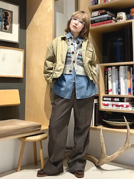 「アイテム（ミリタリージャケット）」を使った、BEAMS BOYさん（レディース・161cm）の秋コーディネート