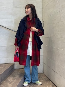 「マフラー」｜「アイテム（その他アウター）」を使った、BEAMS BOYさん（レディース・168cm）の冬コーディネート