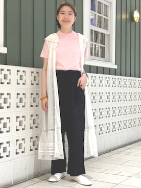 「BEAMS BOY（ビームスボーイ）のリネン ソリッド イージー（その他パンツ、ブラック系）」を使った、BEAMS BOYさん（レディース・153cm）の夏コーディネート