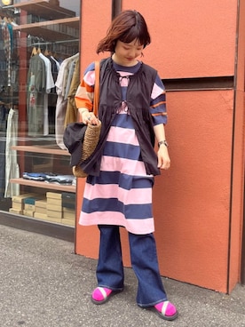 「Champion（チャンピオン）のアイテム」を使った、BEAMS BOYさん（レディース・155cm）の夏コーディネート