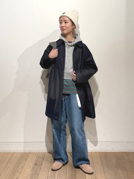 「アイテム（ステンカラーコート）」を使った、BEAMS BOYさん（レディース・158cm）の秋コーディネート