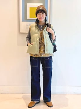 「アイテム（ダウンベスト）」を使った、BEAMS BOYさん（レディース・158cm）の秋コーディネート