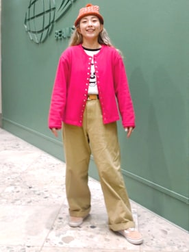 「アイテム（チノパンツ）」を使った、BEAMS BOYさん（レディース・152cm）の冬コーディネート