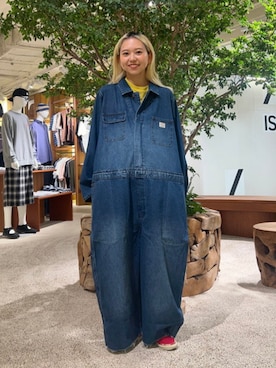 「BEAMS BOY（ビームスボーイ）の【別注】BIGMAC / TSUNAGI（つなぎ/オールインワン、ブルー系）」を使った、BEAMS BOYさん（レディース・169cm）の秋コーディネート