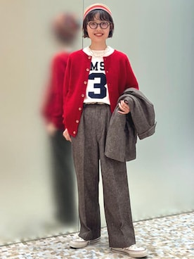 「アイテム（ニットキャップ/ビーニー）」を使った、BEAMS BOYさん（レディース・155cm）の秋コーディネート