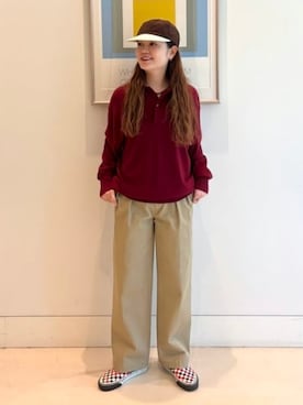 「LACOSTE（ラコステ）のアイテム（ニット/セーター）」を使った、BEAMS BOYさん（レディース・155cm）の夏コーディネート