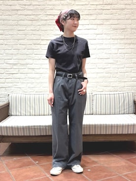 「BEAMS BOY（ビームスボーイ）のボーイ ベーシック Tシャツ（Tシャツ/カットソー、グレー系）」を使った、BEAMS BOYさん（レディース・153cm）の夏コーディネート