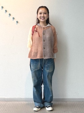 「アイテム（カーディガン/ボレロ、ホワイト系）」を使った、BEAMS BOYさん（レディース・149cm）の秋コーディネート