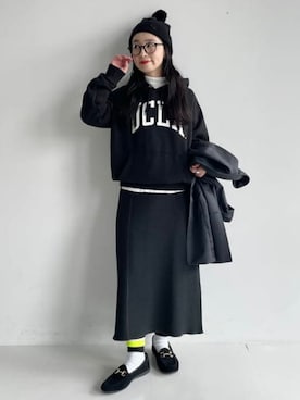 「タートルネック」｜「アイテム（ニットキャップ/ビーニー）」を使った、BEAMS BOYさん（レディース・151cm）の冬コーディネート