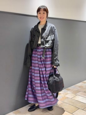 「BEAMS BOY（ビームスボーイ）のBRIEFING × BEAMS BOY / 別注 ヘルメット バッグ（ショルダーバッグ、ブラック系）」を使った、BEAMS BOYさん（レディース・169cm）の秋コーディネート