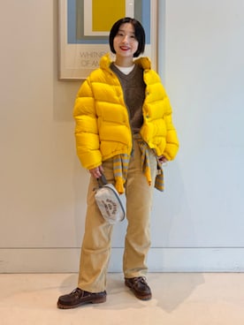 「BRIEFING（ブリーフィング）の【別注】BRIEFING × BEAMS BOY / スウェット ポーチ（ポーチ、グレー系）」を使った、BEAMS BOYさん（レディース・169cm）の秋コーディネート