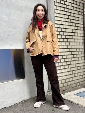 「アイテム（ブルゾン、ベージュ系）」を使った、BEAMS BOYさん（レディース・165cm）の秋コーディネート