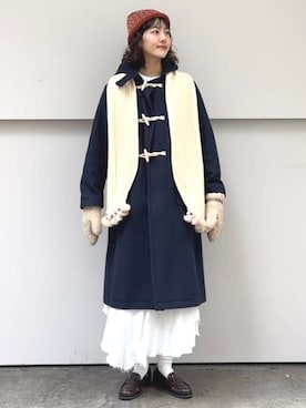 「アイテム（ダッフルコート）」を使った、BEAMS BOYさん（レディース・151cm）の冬コーディネート