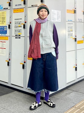 「アイテム（帽子、ブラウン系）」を使った、BEAMS BOYさん（レディース・153cm）の秋コーディネート